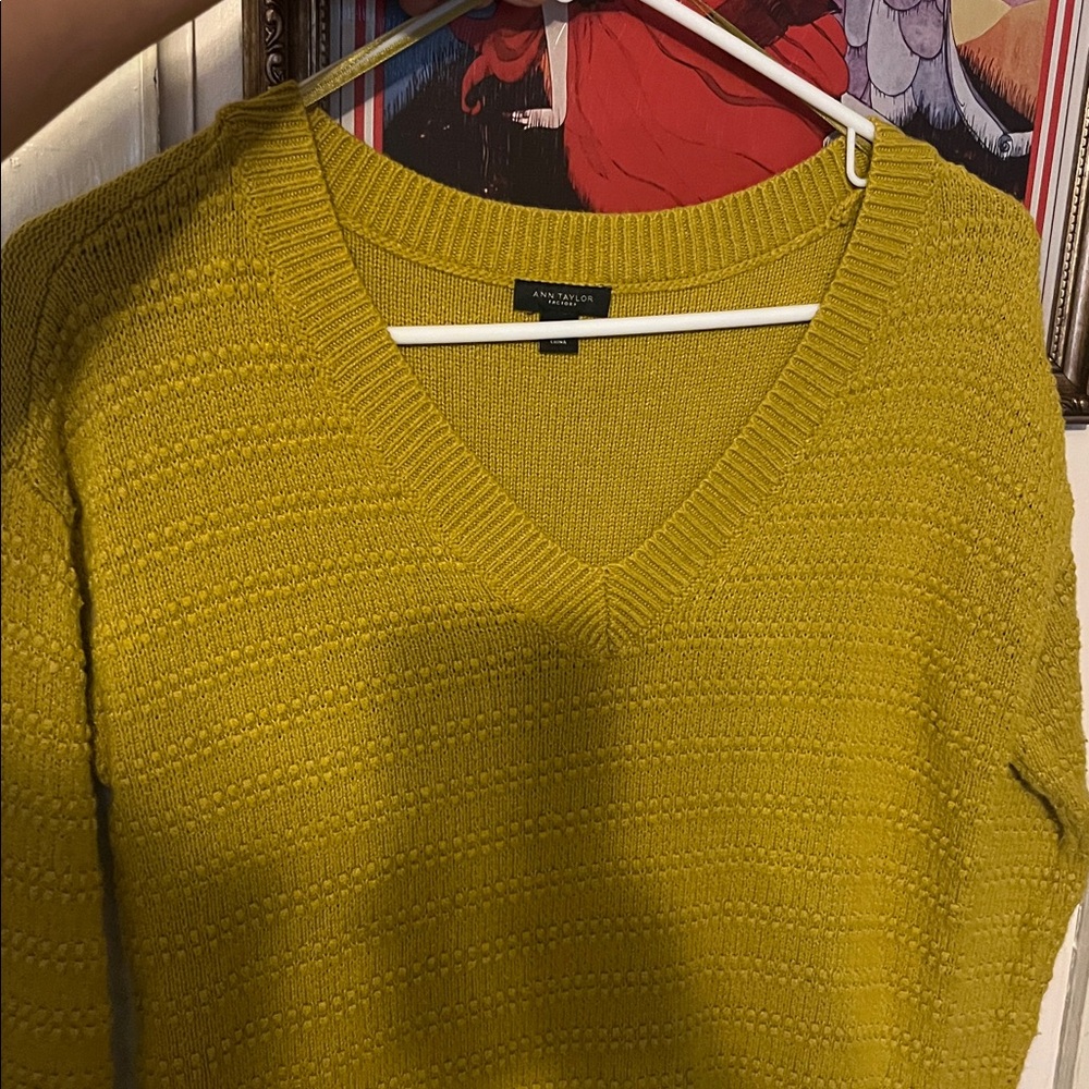 Ann Taylor Cream V-Neck Sweater